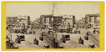 (STEREO VIEWS) Group of 265 views of New York City, including bustling street scenes and harbor views, as well as Central Park, Coney I